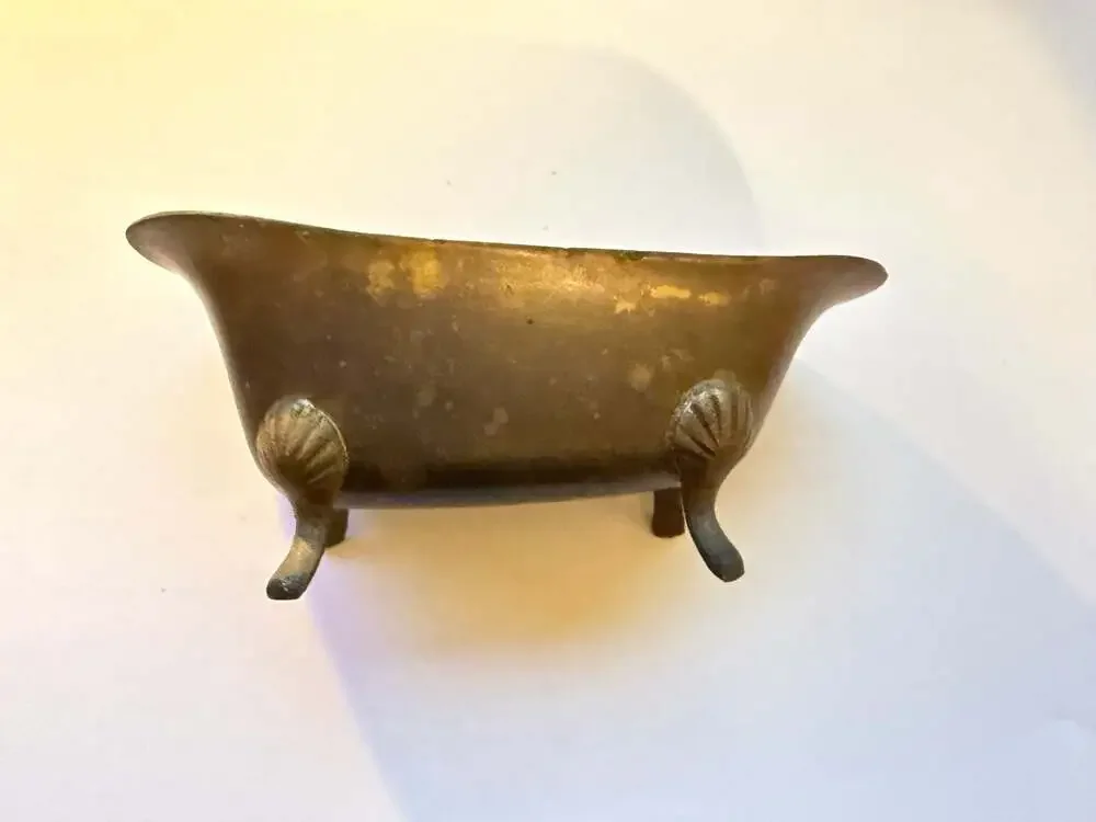 Vintage Brass Bathtub Soap Dish,‎ Office Business Card Holder - ,